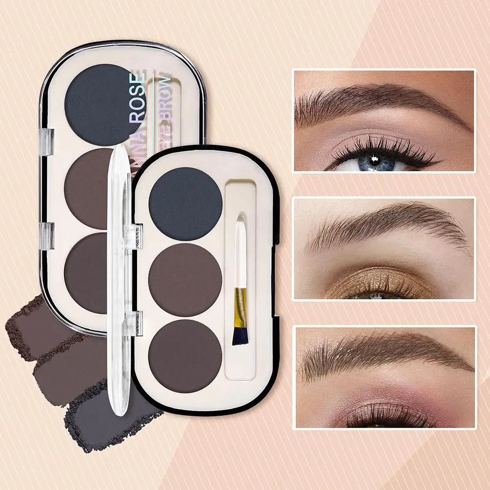 3-color Eyebrow Powder Palette With Eyebrow Brush Waterproof Rendering Long And Powder Lasting Eyebrow Sweatproof Natural C R8u5