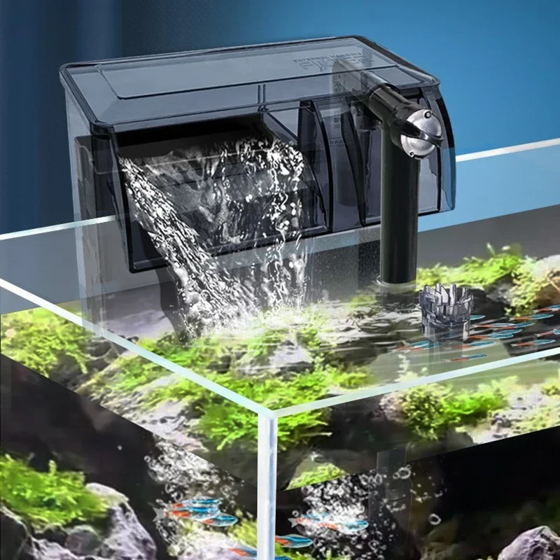Fishbowl Filters Small Waterfall Filter Pump Fish Tank External Hang on Filter System Three-in-one Water Circulation Filters