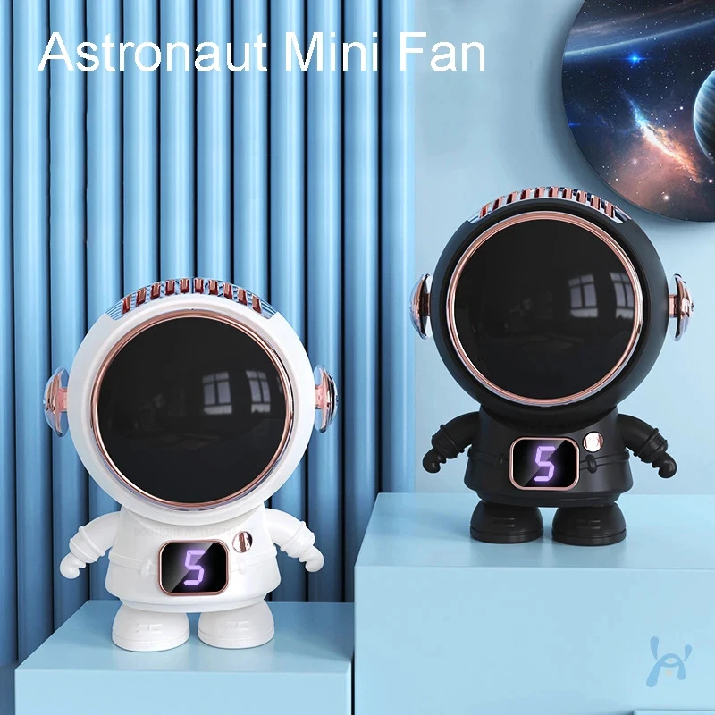 Mini Neck Fan USB Rechargeable Portable Astronaut Desktop Handheld Fan Small Wireless Air Cooler Gift for Outdoor Camping Sport