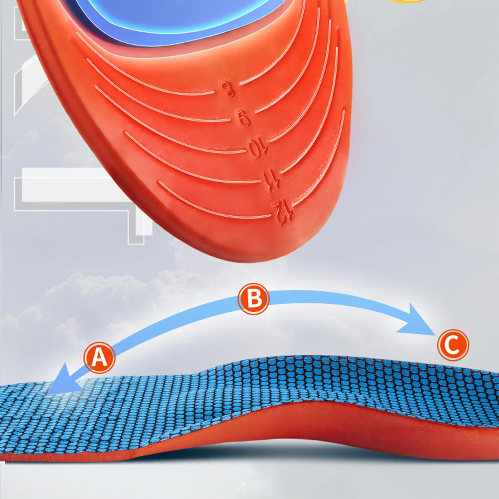 PU Breathable Sport Shoes Pad High Elasticity Comfortable Sports Insoles Suitable for Sneaker Boot and Trainer