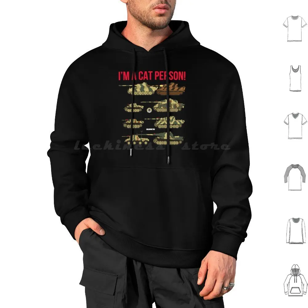 Adoro gatos alemães! É uma pessoa gato! Manga comprida Pz V Hoodies com tanque Panzer, Cat Person Lover, Hoodies com Hoodies