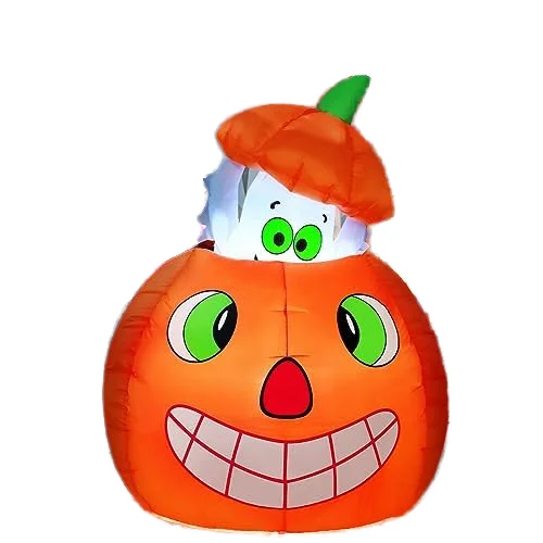

5 FT Animated Halloween Inflatables Pumpkin Ghost Outdoor & Indoor Party Garden Lawn Decor with Built-in LEDs New Arrival