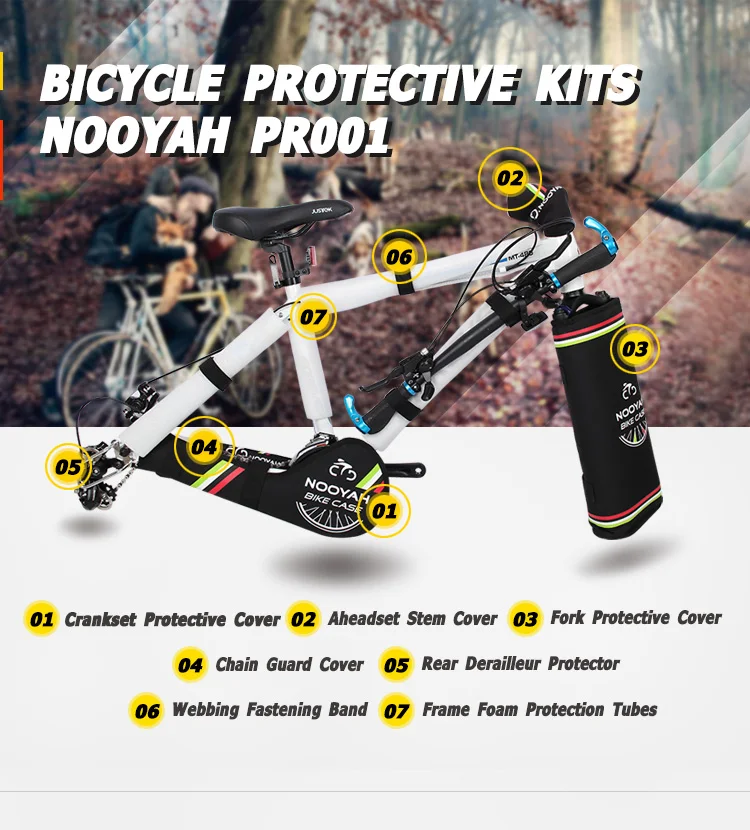 NOOYAH Fahrradtasche Fahrrad-Transportschutz-Set Fahrradrahmen-Schutzabdeckungs-Kit Fahrradzubehör Kurbelgarnitur-Pad Kettenblatt-Stützpolster – Detail 17