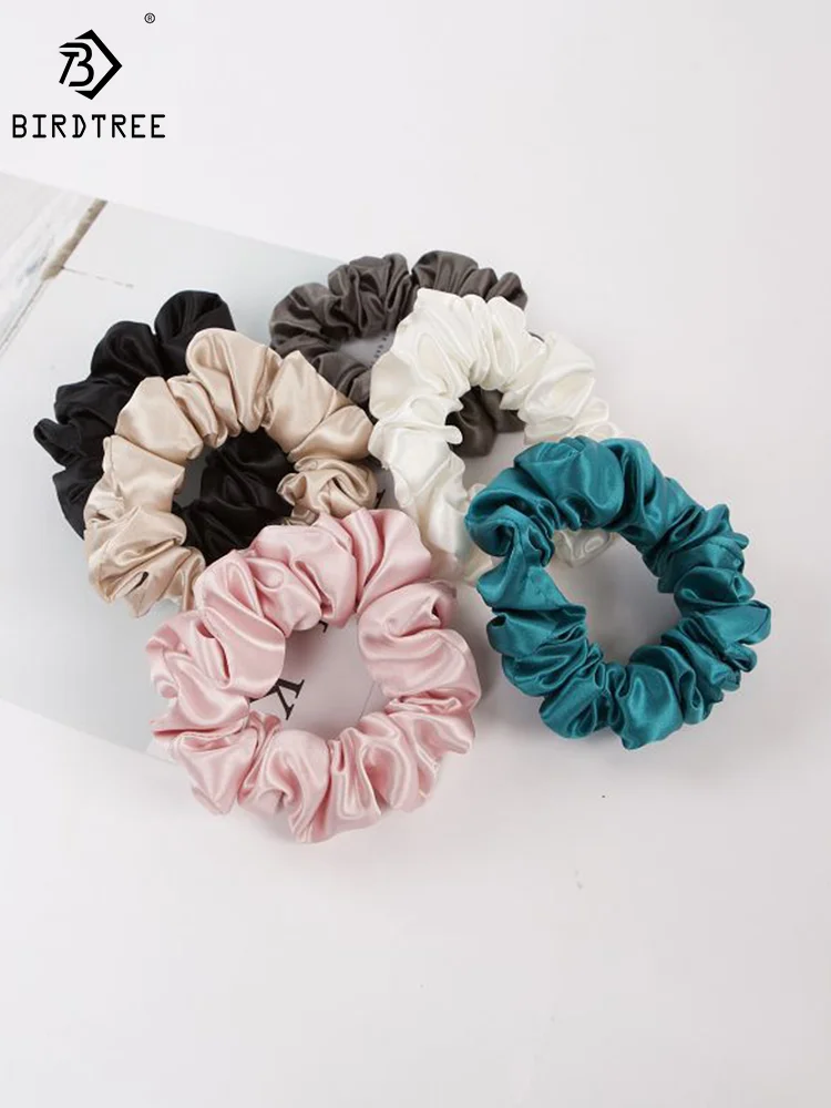 

Birdtree 22MM 100%Mulberry Silk French Style Hair Band 3.5CM Handmade Hair Ring Ropes Hair Rope Tie Curly Hair Sweet A3D554QM