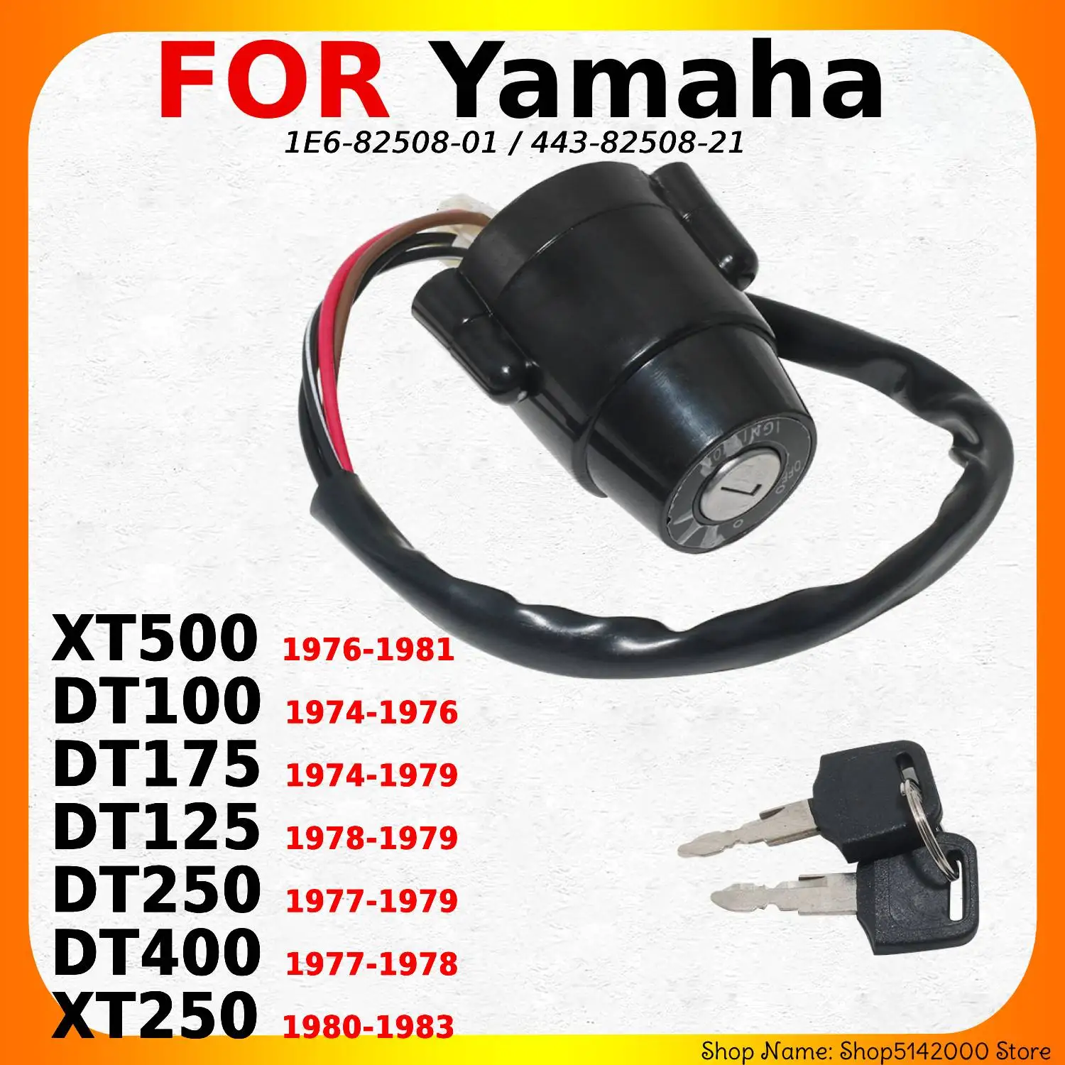 

Motorcycle Accessories Ignition Switch Key Lock For Yamaha DT100 DT175 DT125 DT250 DT400 XT250 XT500 1E6-82508-01 443-82508-21