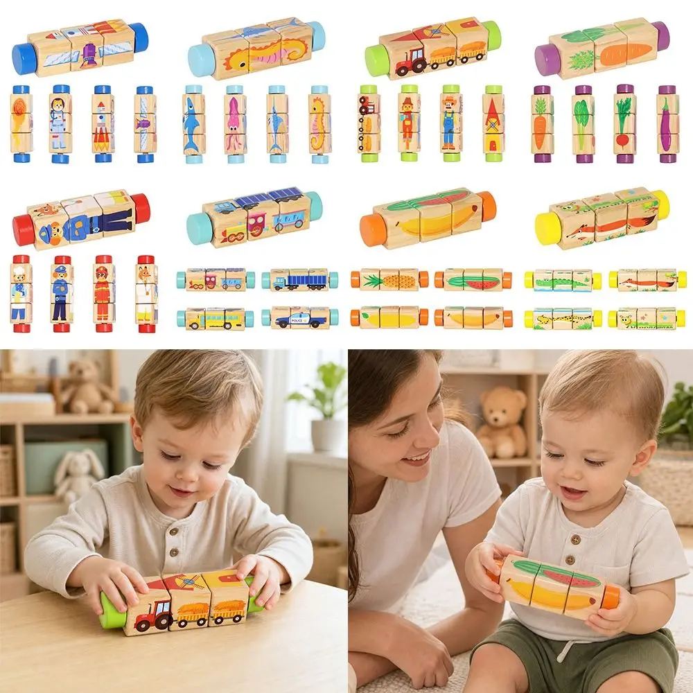 New Wooden Rotating Puzzle Toy Rotating Safe Montessori Learning Toy Hand Wooden Jigsaw Puzzle Early Development