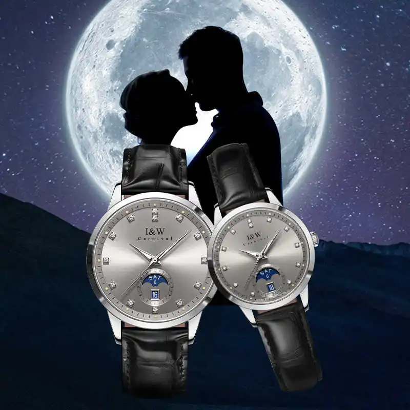 Carnival Brand IW High-End Series Fashion Moon Phases Couple Mechanical Watch Luxury Sapphire MIYOTA Movement Automatic Watches