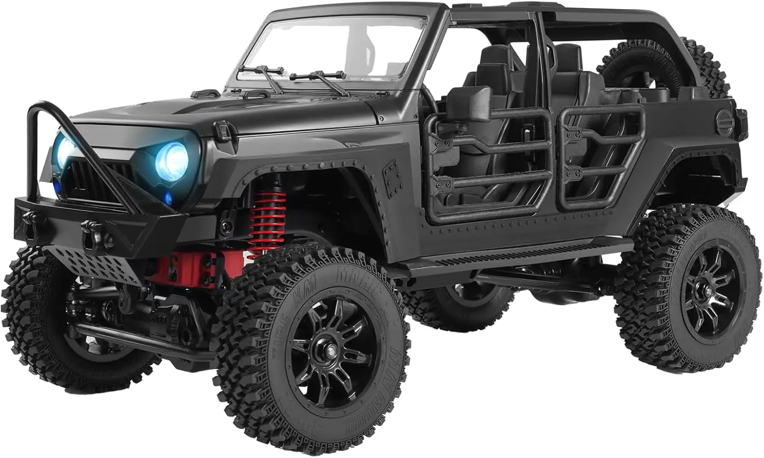 MN128 1/12 RC Rock Crawler 4WD Off-Road Jeep RTR Truck | Wrangler Style Body, Full Proportional Control, LED Lights, Trail Ready