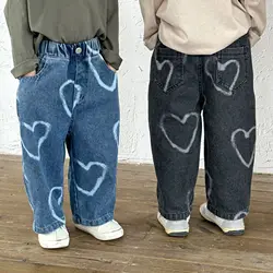Children's Jeans Straight Tube Loose Fitting Boys' Autumn Clothes Girls' Casual Pants 2026 New Spring and Autumn Baby Pants