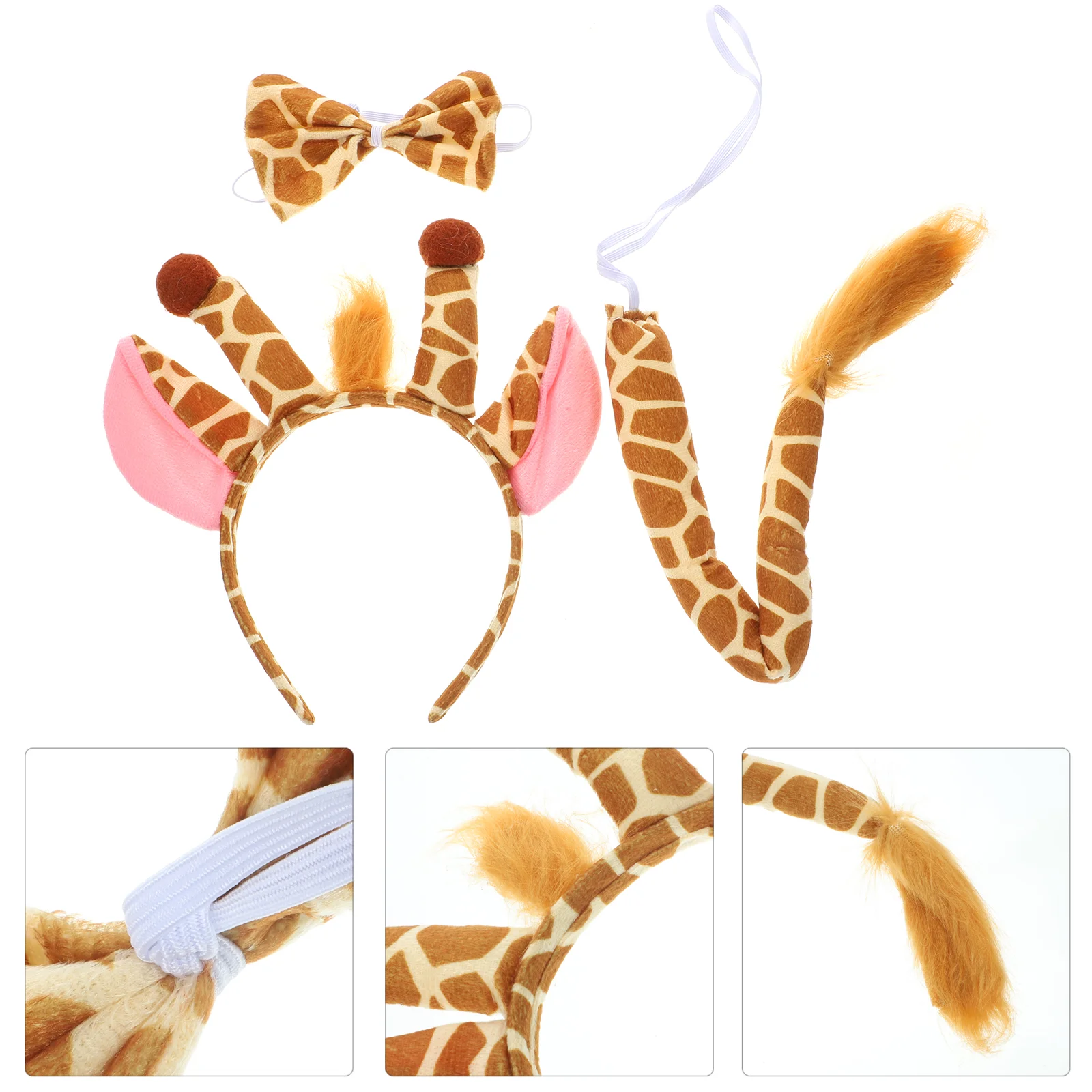 Fascia per capelli con giraffa animale Accessori per bambini Cosplay Coda Papillon Fasce per orecchie Costume decorativo