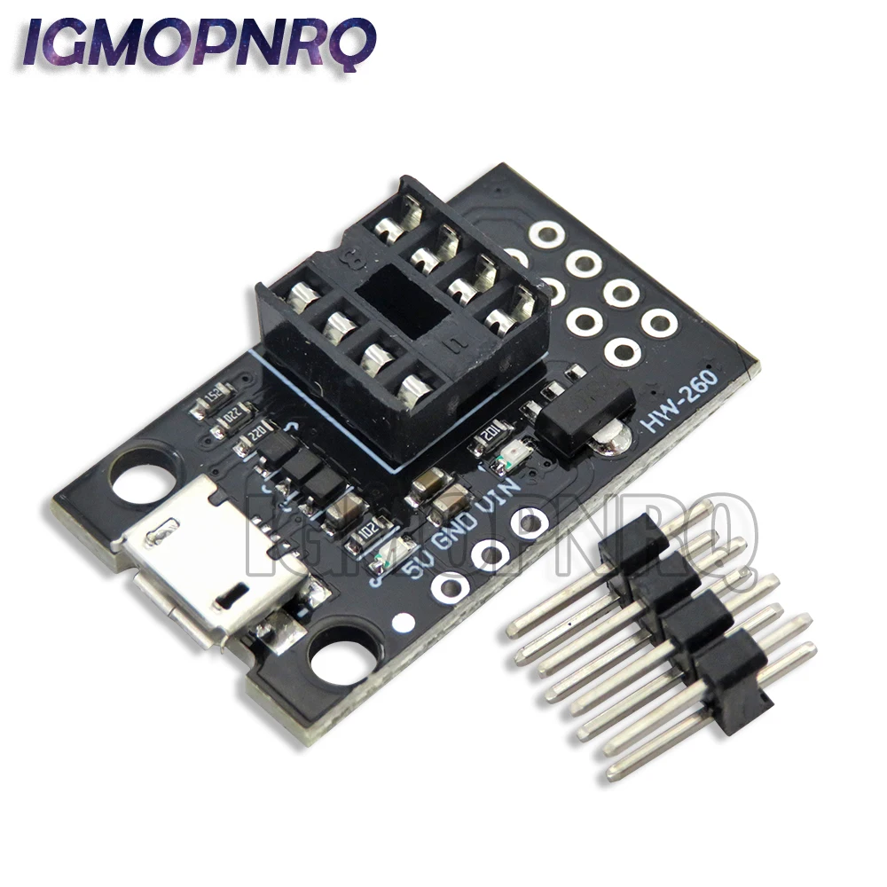 ibuw ATTINY Development Board For ATtiny13A/ATtiny25/ATtiny45/ATtiny85 Progra ming Editor Micro Usb Power Connector Pluggable