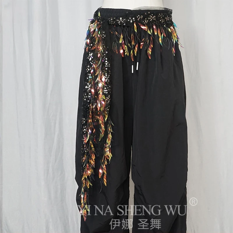 الشرقية الخصر سلسلة الورك الأوشحة ملابس رقص البطن وشاح الورك للنساء الترتر شرابة الرقص الشرقي اكسسوارات ارتداء حزام #4