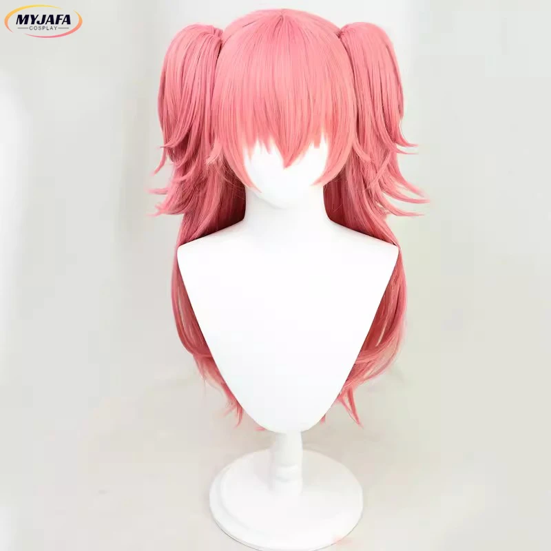 Momoi Airi Cosplay Wig High Quality 70cm Pink Double Clips Ponytails Heat Resistant Synthetic Hair Party Anime Wigs + Wig Cap