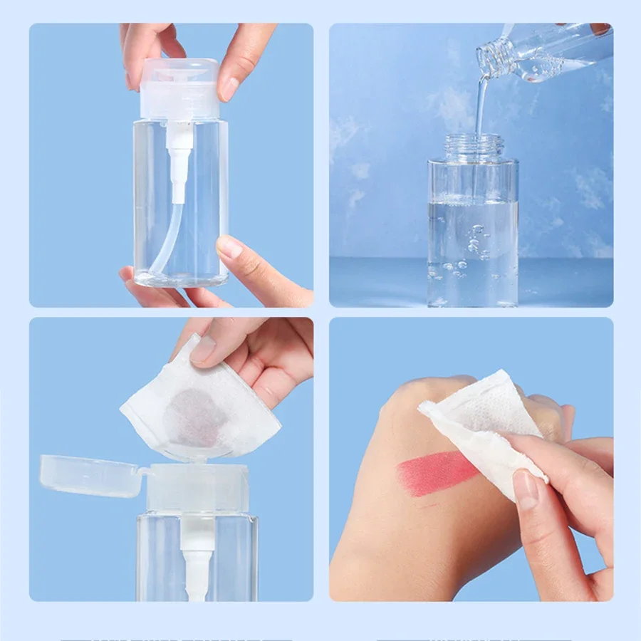 120/200ml Refillable Push Down Empty Pump Dispenser Bottle Nail Art Polish Remover Bottle Portable Travel Liquid Containers