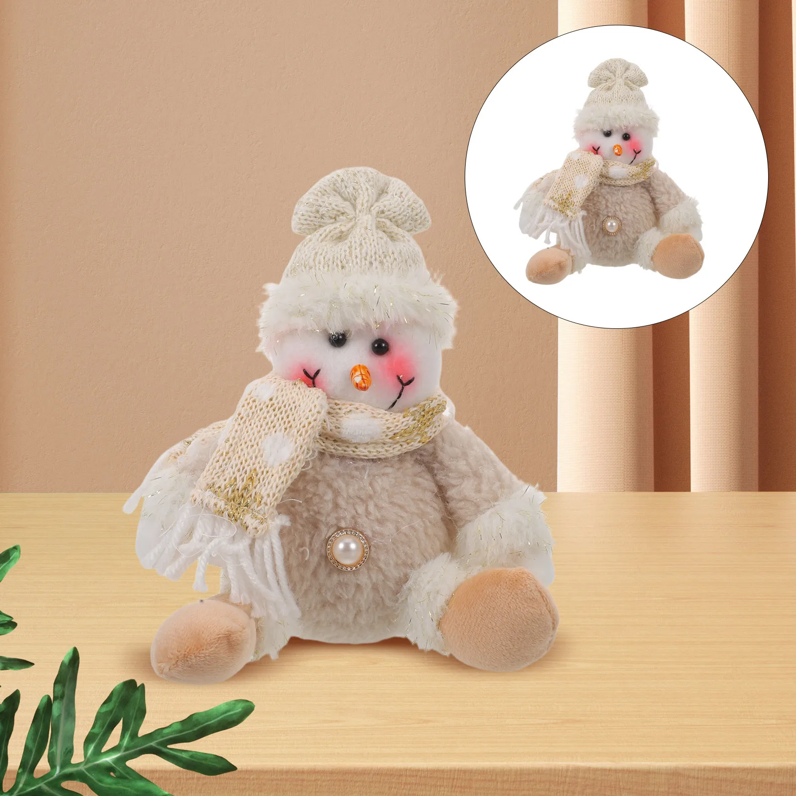 

Stuffed Snowman Hanging Decor Festive Holiday Ornament for Christmas Tree Desktop Table Display Warm Winter Theme