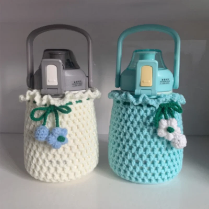 Handmade woven cute water cup cover, anti scalding and anti shattering protective cover, glass cup cover is convenient and easy