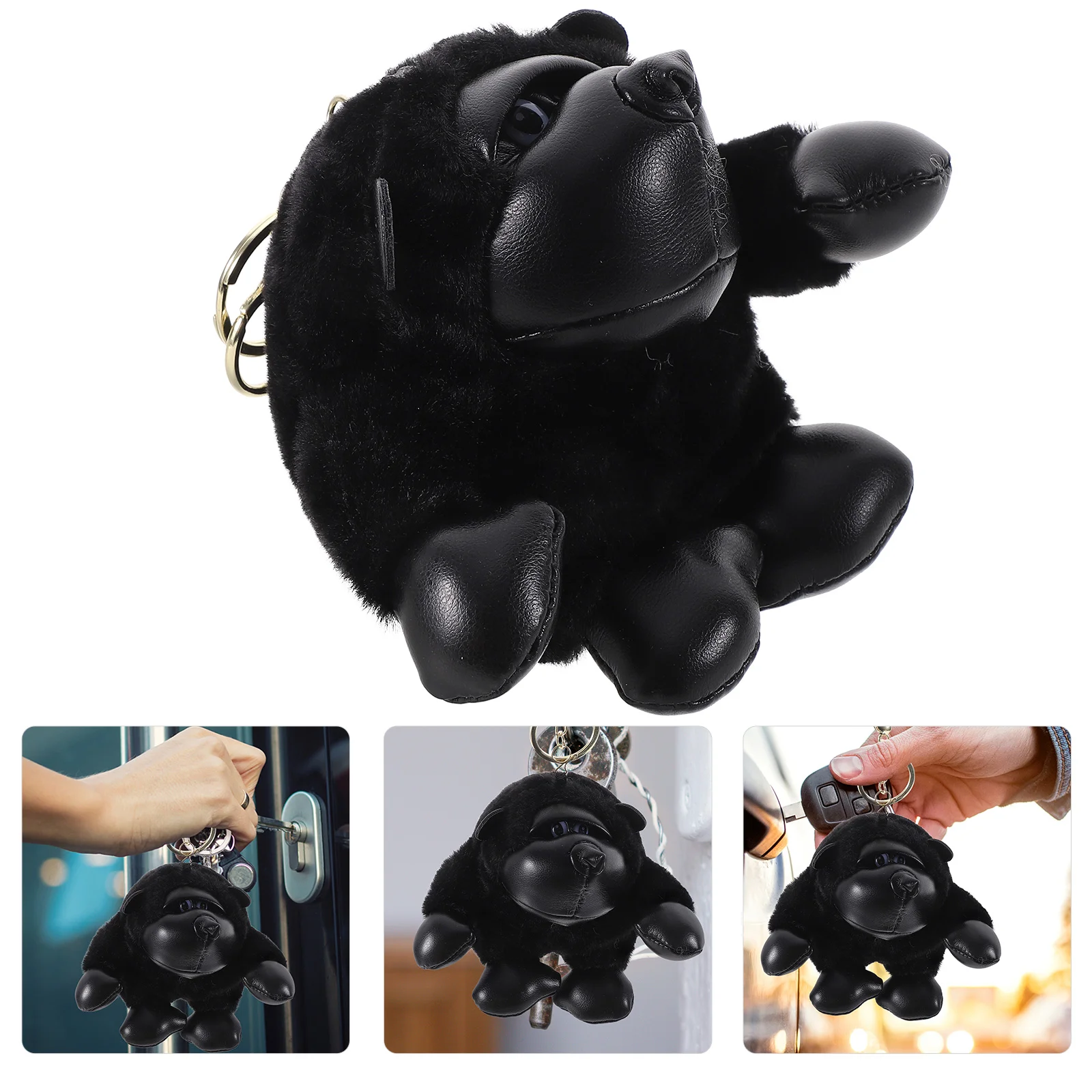 

Gorilla Plush Pendant Monkey Keychain (Black) 1pc Mini Tote Bag Pp Cotton Stuffed Animal Baby Lovely Keychains