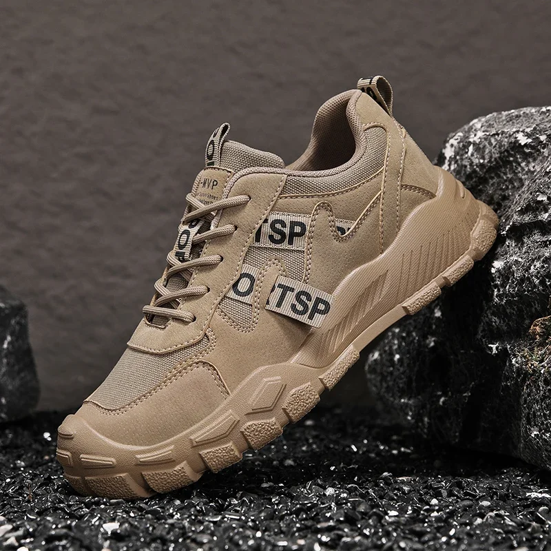 

Новинка 2025 года, дышащая, противоскользящая, износостойкая, повседневная спортивная обувь без шнуровки, мужская рабочая обувь, толстая подошва, защита труда, Zapatos