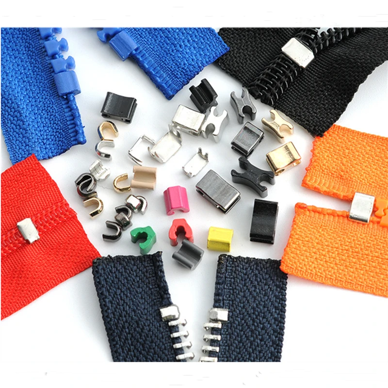 80/100Pcs Metal U Shaped Opening Zipper Up Stopper DIY Sewing clothes pants luggage zipper craft tailor tool Zipper Accessories