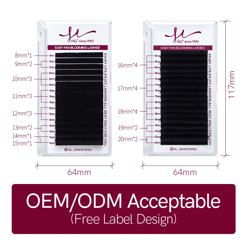 Eyelashes Extensions 16 Rows Easy Fan Booming Lashes OEM/ODM Acceptable Black Color Natural Look