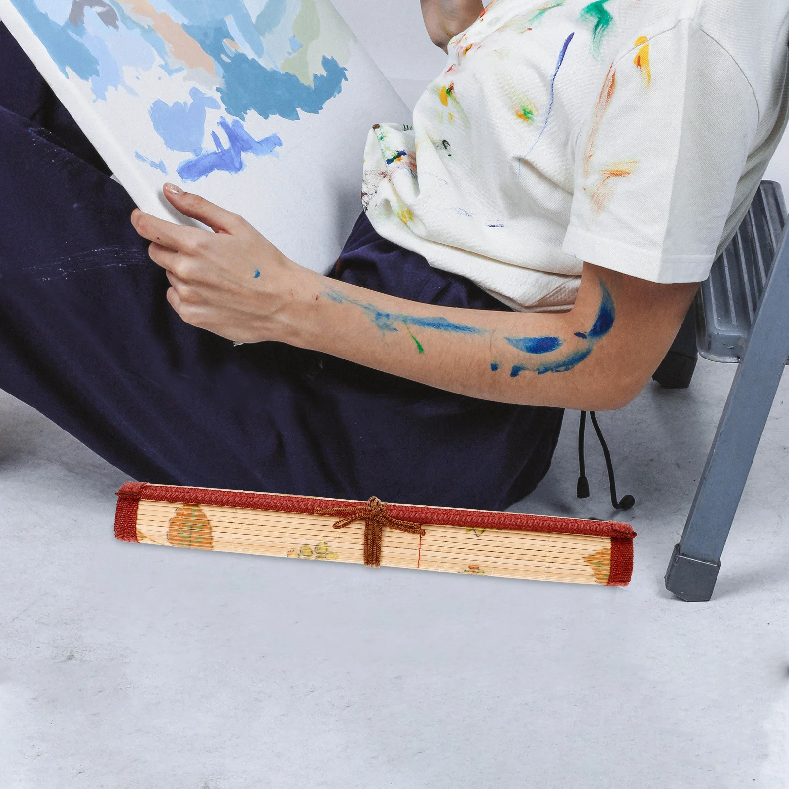 Kunst Malerei Stift Beutel DIY Pinsel Stift Rolle Wrap Zeichnung Bleistifte Beutel Bambus Roll-Up Fall für Füllfederhalter und Marker