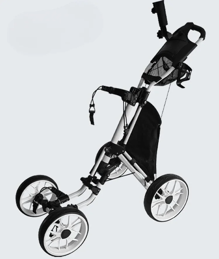 Compact Foldable 4-wheel Golf Trolley Large Storage Lightweight Multi-function