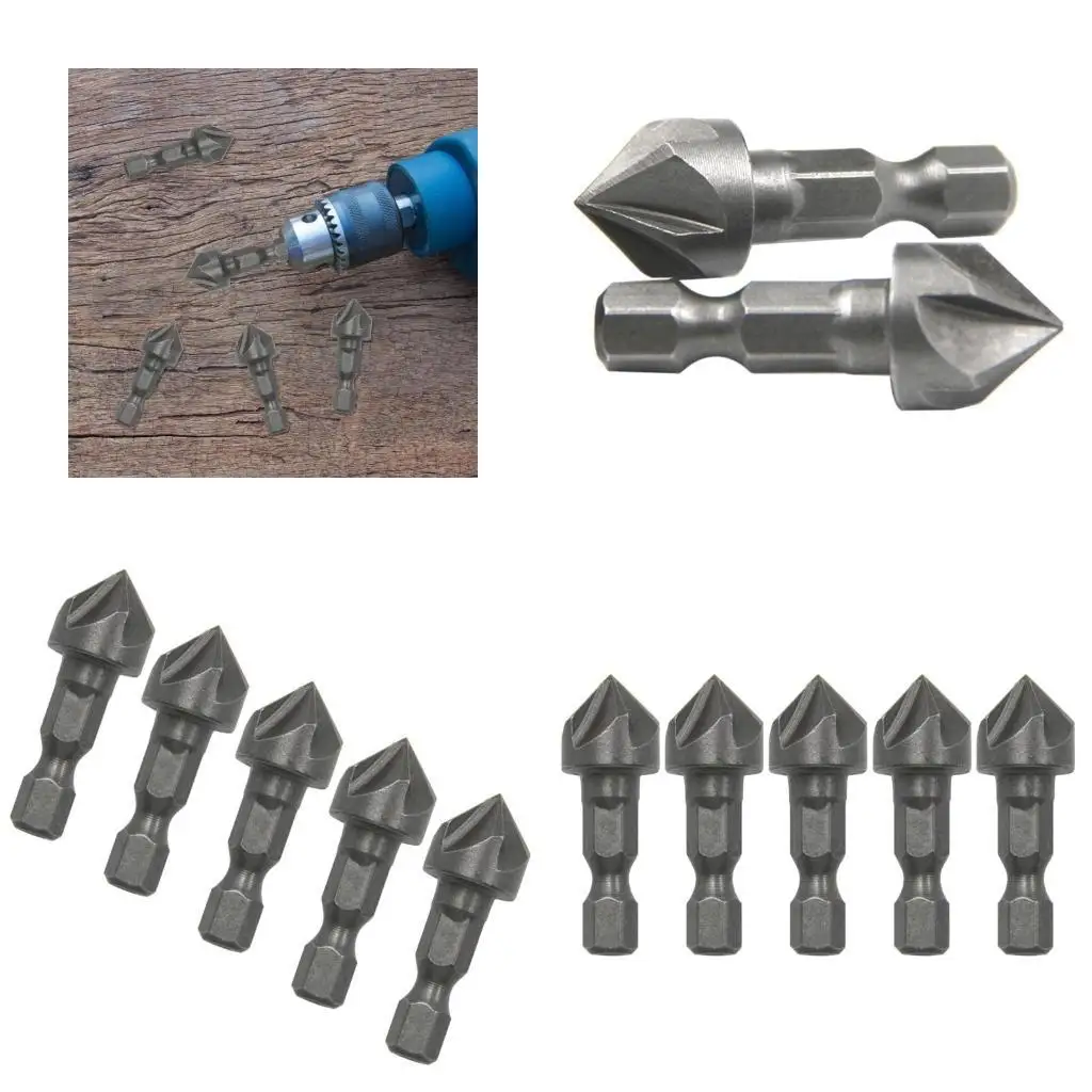 

652F Professional Woodworking & Metalworking Hexagonal Shank Chamfer Cutter Tool Set