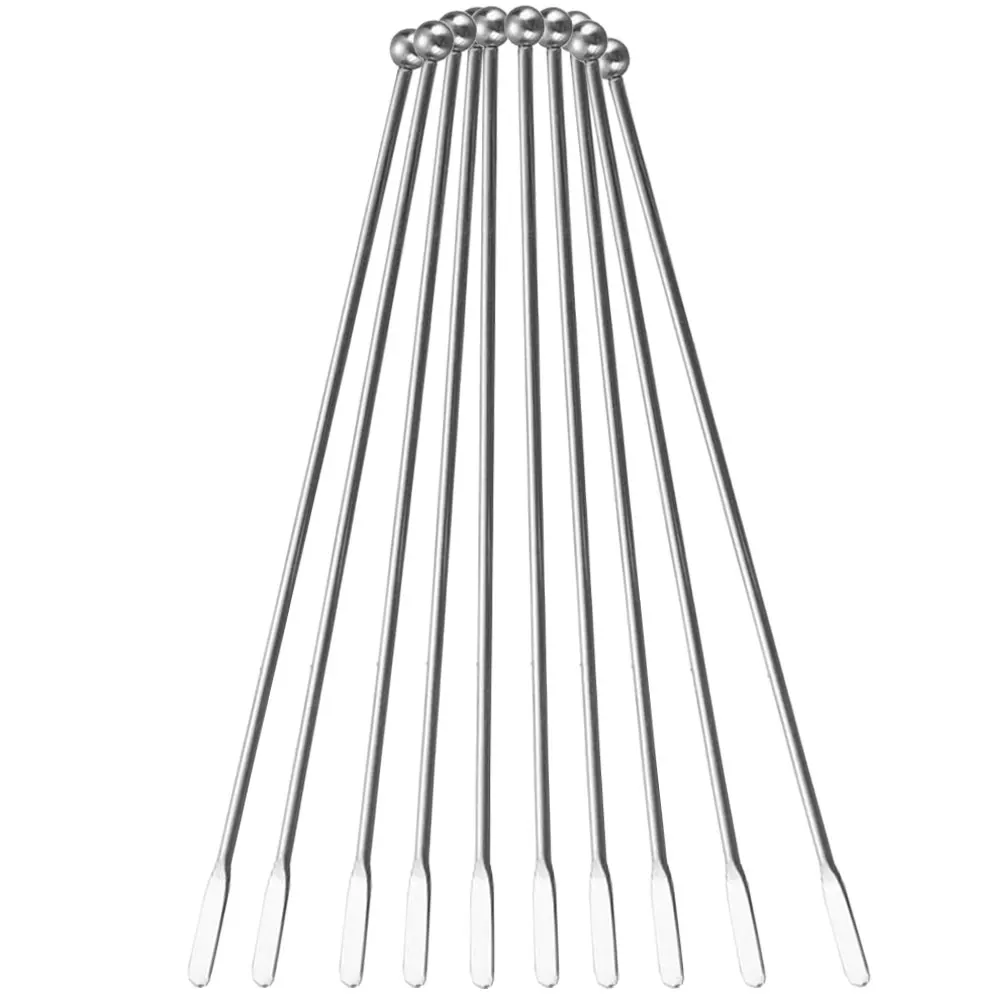 

10pcs Stainless Steel Stirring Rods Cocktail Drink Stirrers Coffee Swizzle Sticks Mixing Beverage Smooth Clean