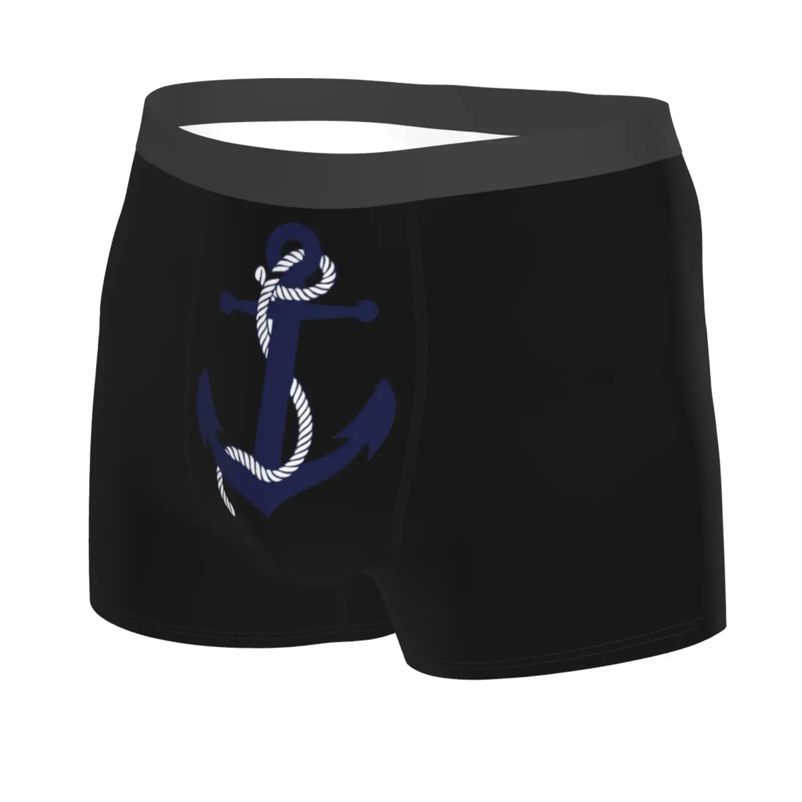 Blue And White Anchor With Rope Print Man's Boxer Briefs Breathable Funny Underwear High Quality Print Shorts Gift Idea