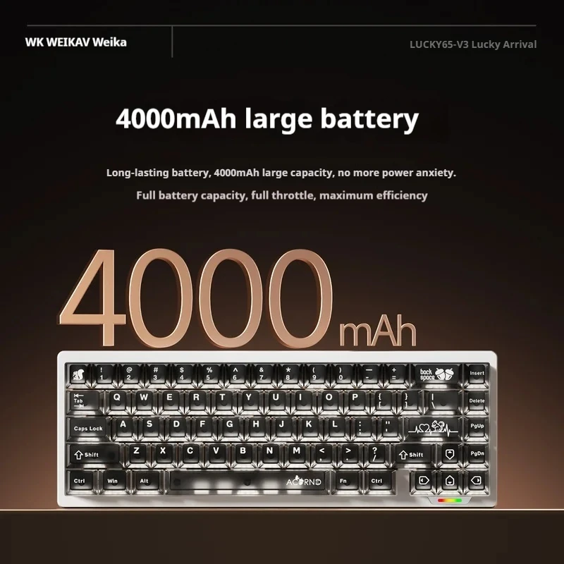 WEIKAV Lucky65-V3 무선 기계식 키보드 4000mAh 대용량 배터리 마그네틱 핫스왑 가능 3모드 게임 키보드 선물