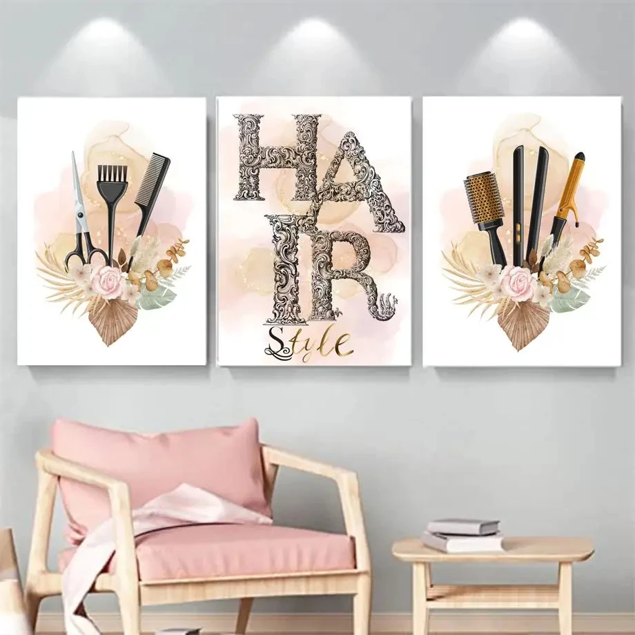 

Barbershop Salon Hair Style Club Wall Art Canvas Painting Nordic Posters And Prints Fashion Pictures For Living Room Girl Decor