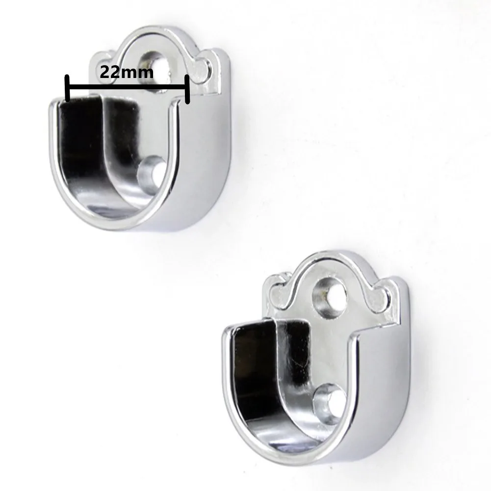 4-Pack U-Shaped Closet Rod Brackets – Zinc Alloy, Silver, Heavy-Duty Wardrobe Hanger Supports With 12 Screws, 0.8" Rod Compatible