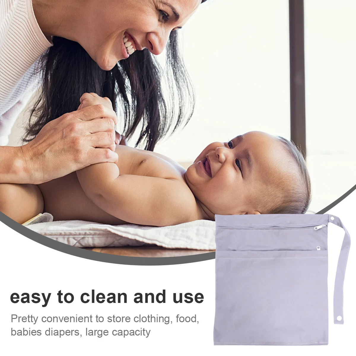 حقيبة حفاضات مقاومة للماء خفيفة الوزن وصغيرة الحجم ومنظم بسحاب من مادة ممتازة لأكياس تخزين الأطفال #1