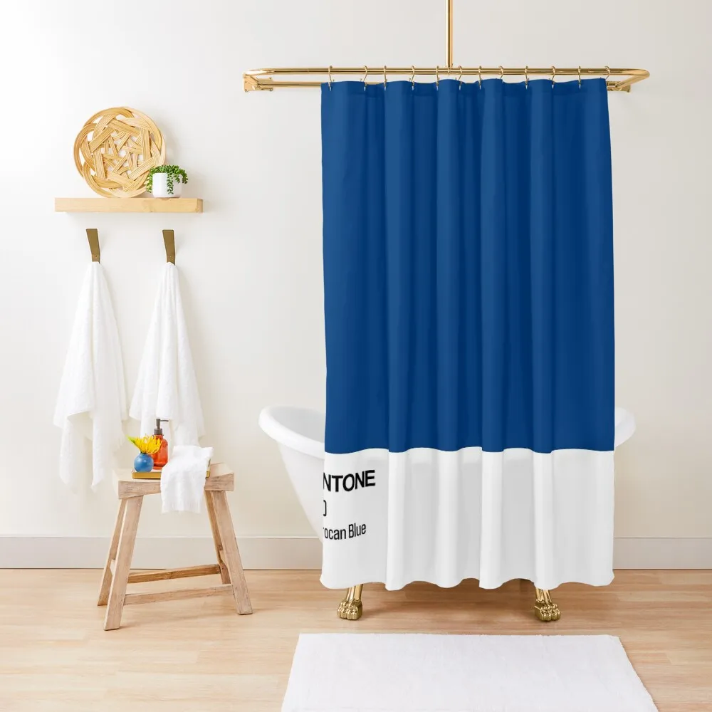 

Pantone - Morrocan Blue Shower Curtain Waterproof Bath And Anti-Mold Set For Bathroom Waterproof Shower And Anti-Mold Curtain