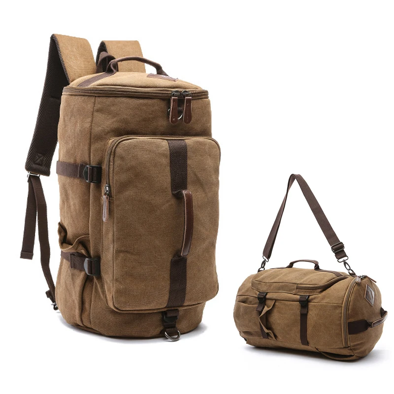 

Men's Canvas Travel Backpack Hand Luggage Carry On Duffle Bag Large Capacity Hiking Camping Men Rucksack
