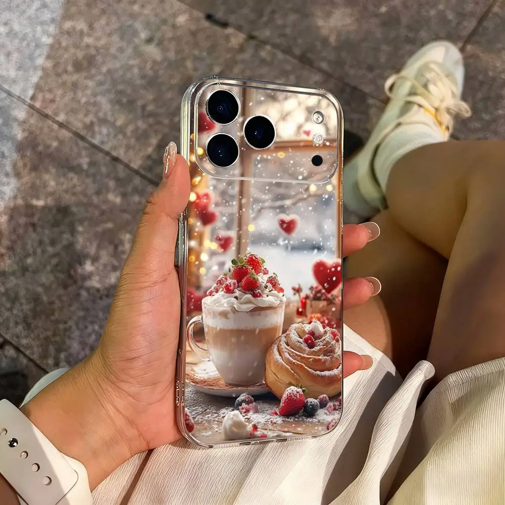 Funda de teléfono Winter Christmas Art Cafe para iPhone 14,13,12,11,17,16,15,Pro,Max,Plus,X,XS,XR,SE,Mini cubierta suave transparente