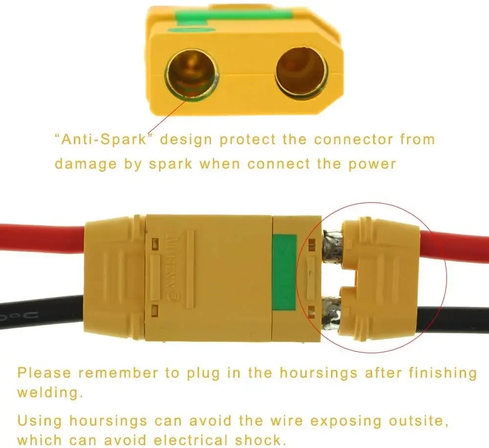 10 Pairs Amass  XT90S XT90-S XT90 Connector Anti-Spark Male Female Connector for Battery, ESC and Charger Lead