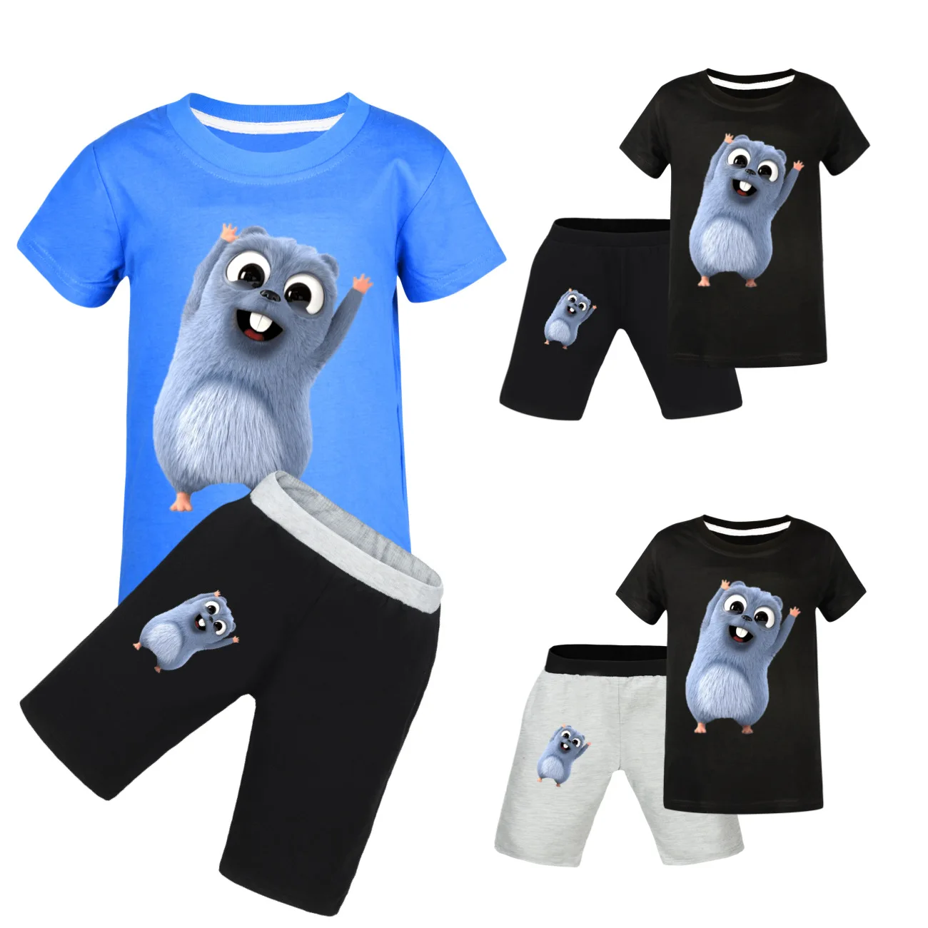 Kids Grizzly and the Lemmings Tshirt Toddler boys Dollhouse Clothes Baby Short Sleeve Sweatshirt Sets Summer Children's Clothing