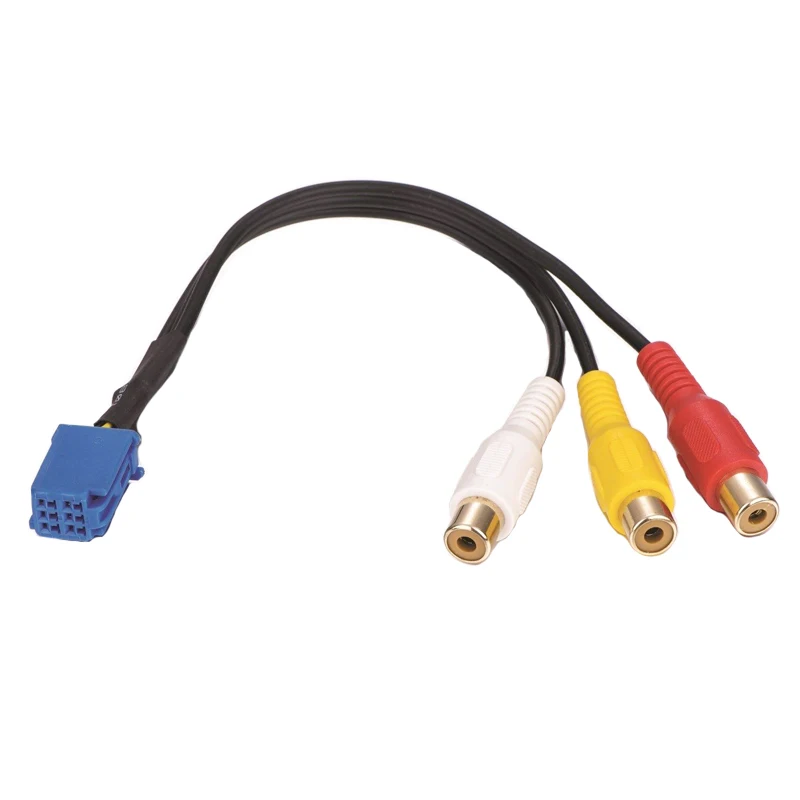 Car 3RCA Cable Adapter For Toyota DVD Navigation Headunit 6Pin Blue AV Port 3040