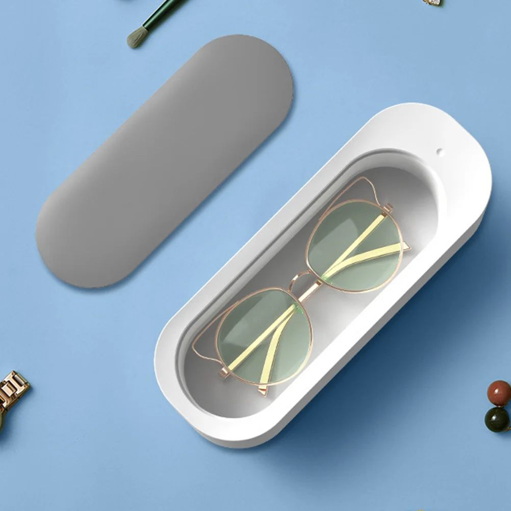 آلة تنظيف المجوهرات الفعالة، منظف النظارات المحمول، حجم صغير، مادة البولي بروبيلين، صندوق تنظيف عالي التردد الاهتزاز