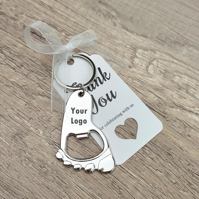 Personalisierte Babyparty-Geschenke, goldener fußförmiger Schlüsselanhänger, Flaschenöffner, Gastgeschenk zur Taufe, Feier, Party, Souvenir, Geschenke für Gäste – Detail 2