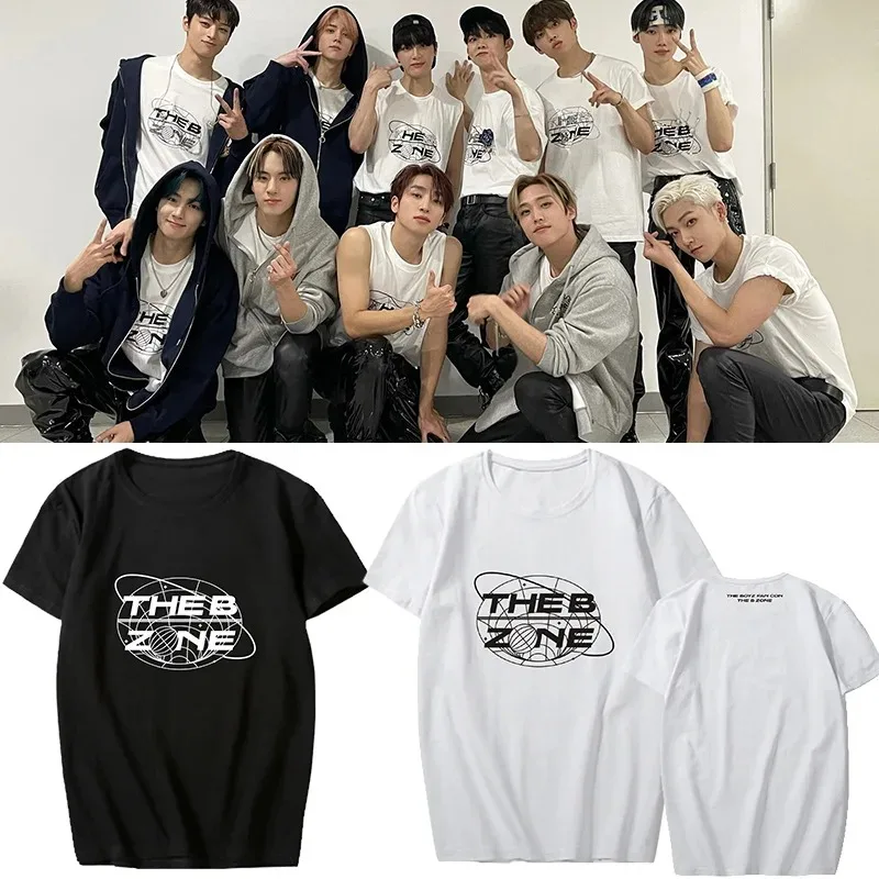 Kpop The Boyz T Shirt THE B ZONE FAN CON Mesmo T-Shirt Mulheres Homens Verão Mangas Curtas Tee Tops Coreano Streetwear Moda