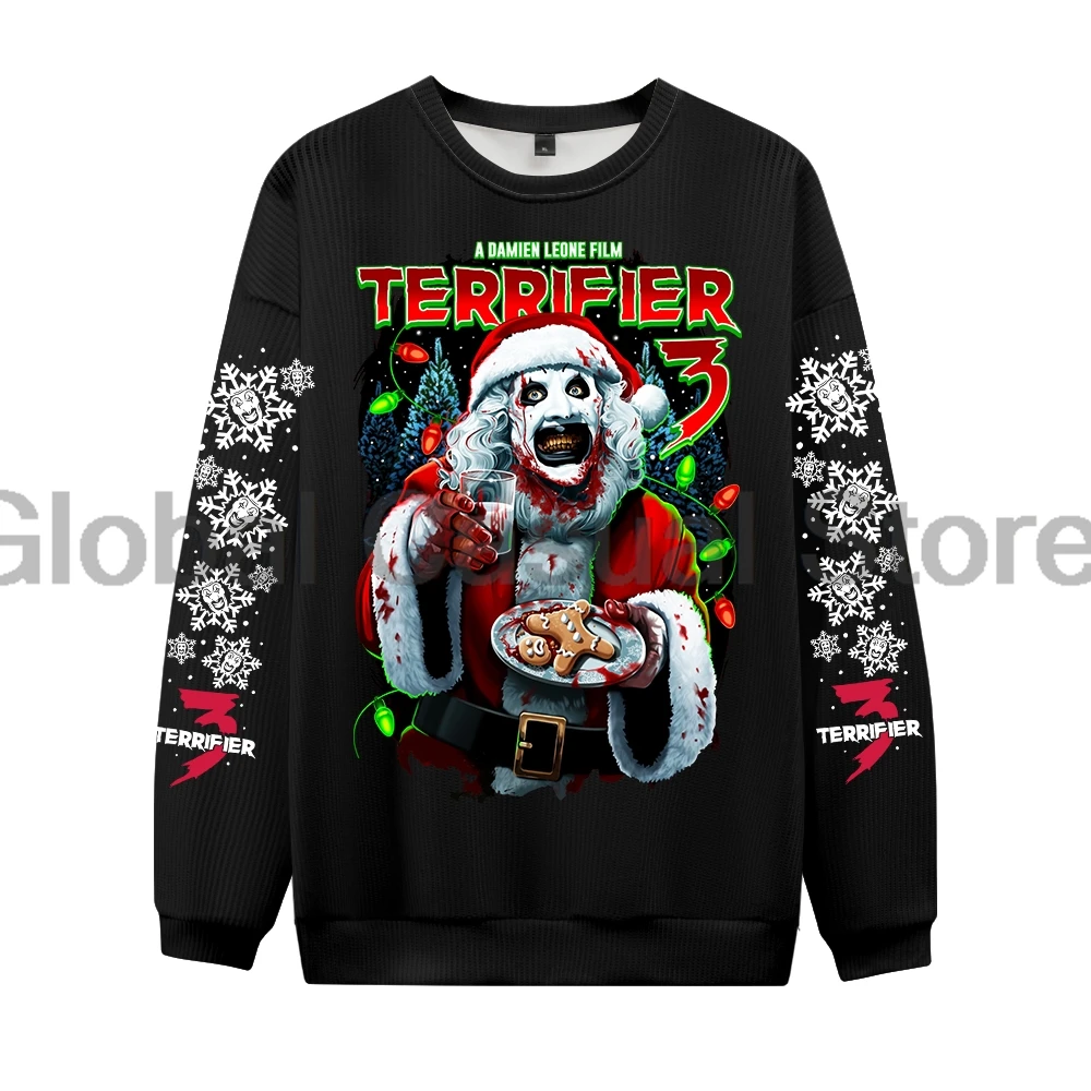 

Terrifier 3 Milk And Carnage Sweater Halloween Christmas Merch Men's Knitted Jumpers Crewneck Long Sleeve Pullover Tops