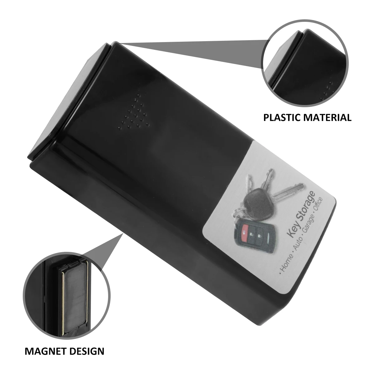 Magnetic Key Box Durable Black Plastic Key Cases with Strong Magnets Hide Key Holder Safe Emergency Key Box Anti-Rust Key Holder