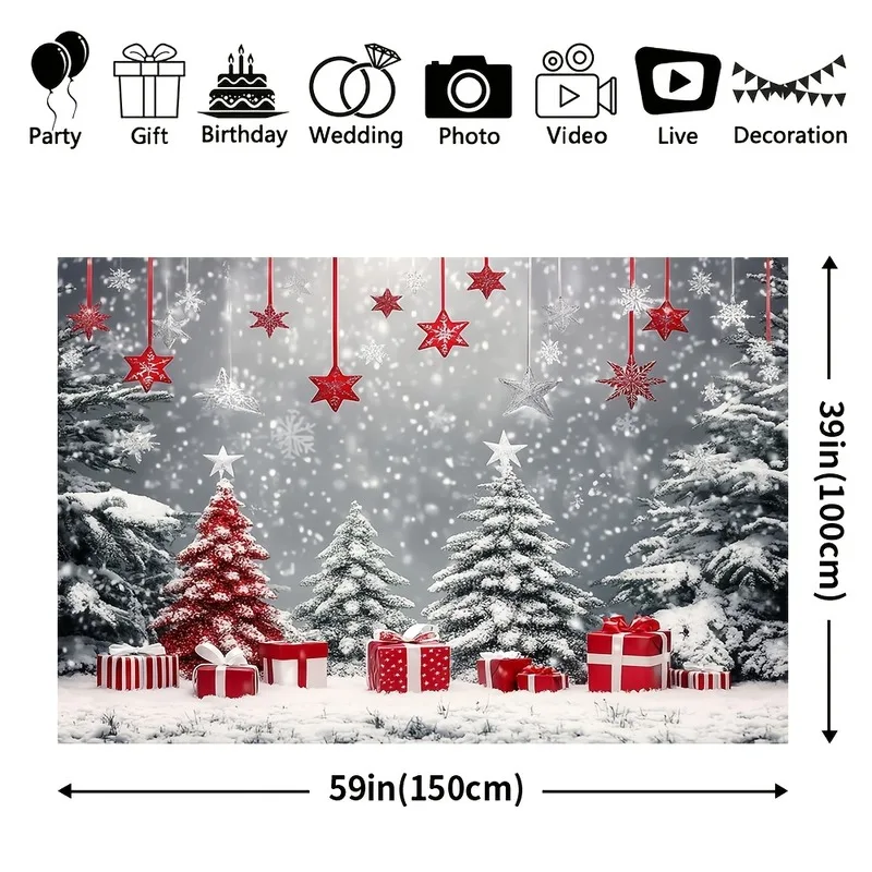 VIKAMA Santa Christmas Night Tapestry, Sleigh Reindeer over Town, Xmas Wall Hanging Decor for Bedroom Living Room Dorm