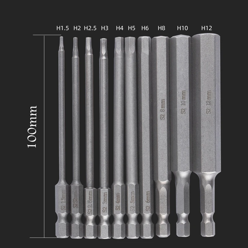 50มม.-100มม.1/4นิ้ว Hex Shank Magnetic Hex ไขควง Bits ไฟฟ้า Driver Bits เครื่องมือไขควงเจาะบิตชุด S2