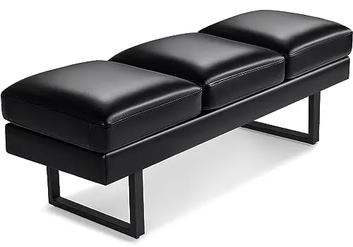Waiting Room Chairs Faux Leather Office Guest Chair, 59.6 Inches Conference Room Chairs 3 Seats Upholstered Reception