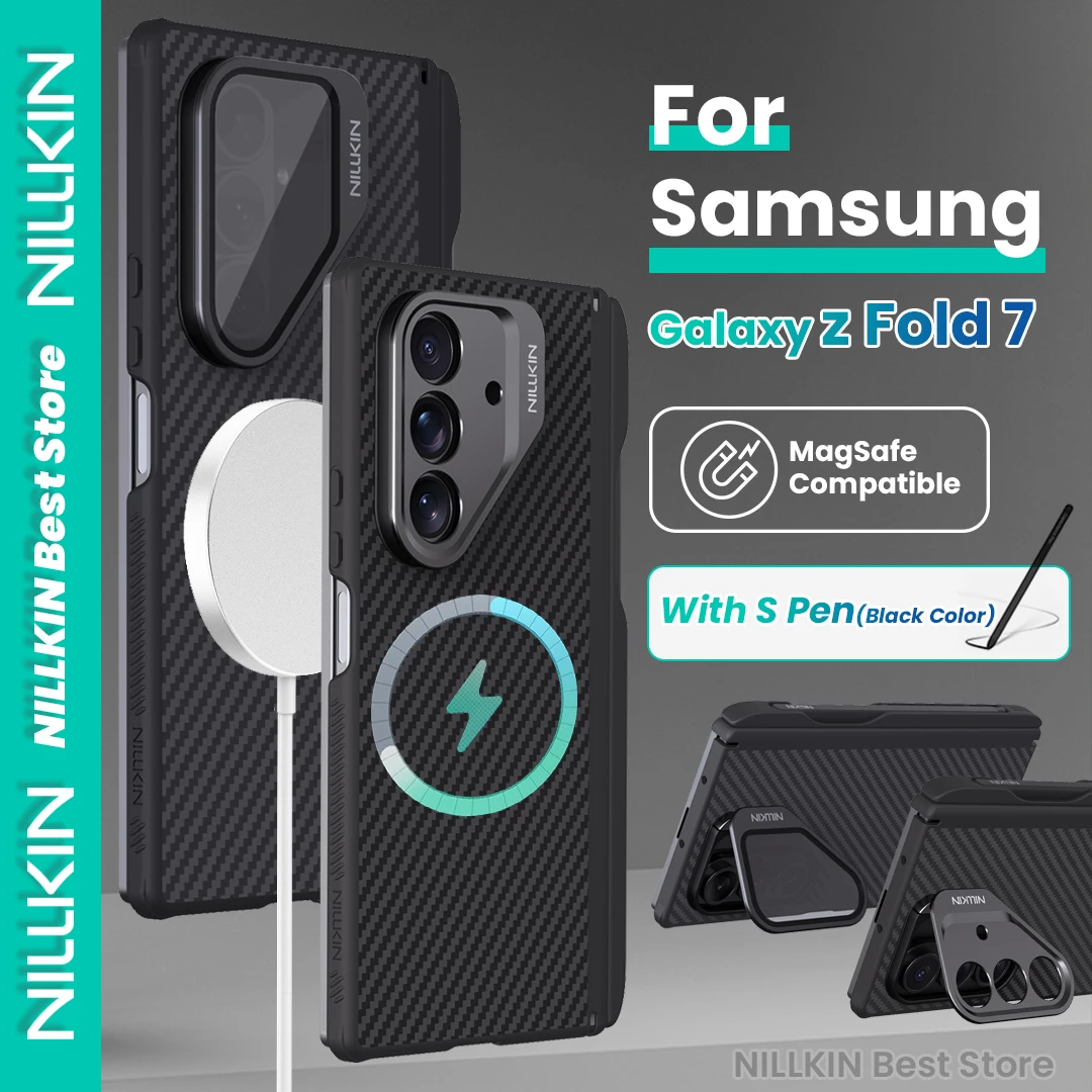 

Kevlar 1500D Magnetic For Samsung Galaxy Z Fold 7 Phone Case Magsafe Camera Lens Cover Holder Aramid Fiber (With Nillkin S Pen)