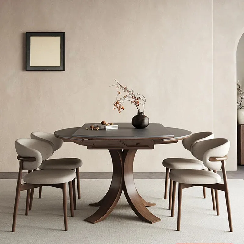 

Extendable Rectangular Dining Table with Gold and Black Solid Wood, Folding Design, 4 Seater Chairs Dining Set for Living Room