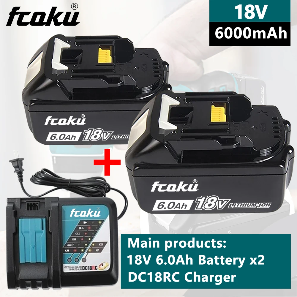 

For Makita 18V 6000mAh Rechargeable Power Tools Battery with LED Li-ion Replacement LXT BL1860B BL1860 BL1850+3A Charger